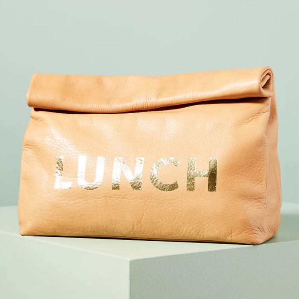 Marie Turnor THE DINNER — Camel with Gold Print Handbag
